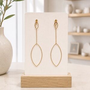 Gold Tear Drop Outline Convertible Stud Earrings (Wear It Together or 2 Ways)